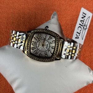 Invicta Gold and Silver Watch with Swarovski Crystal Bezel
